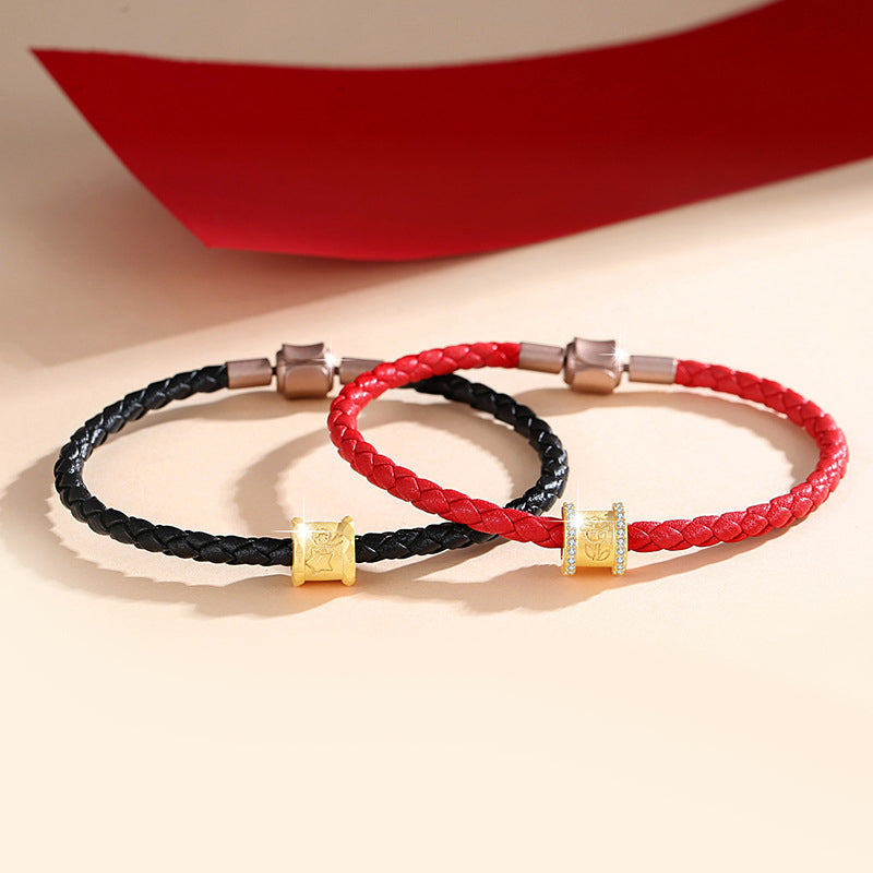 Matching Charms Rope Bracelets Set for Two - Sterling Silver