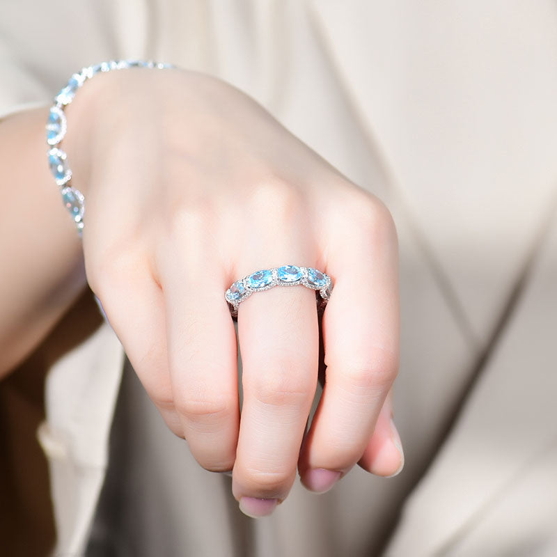 Aquamarine Eternity Promise Ring for Her