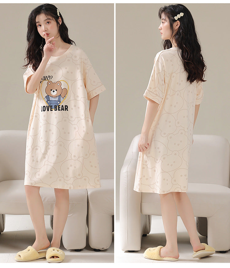 Cute Bear Pajamas Loungewear Dress for Girls