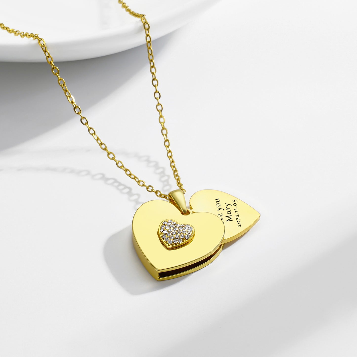 Heart Envelope Engravable Pendant Necklace