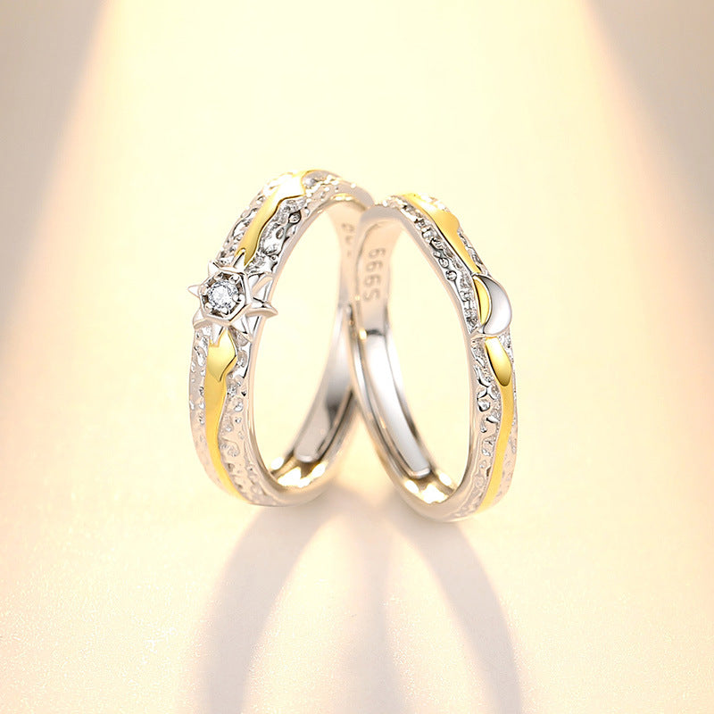 Moon Stone Matching Rings for Couples