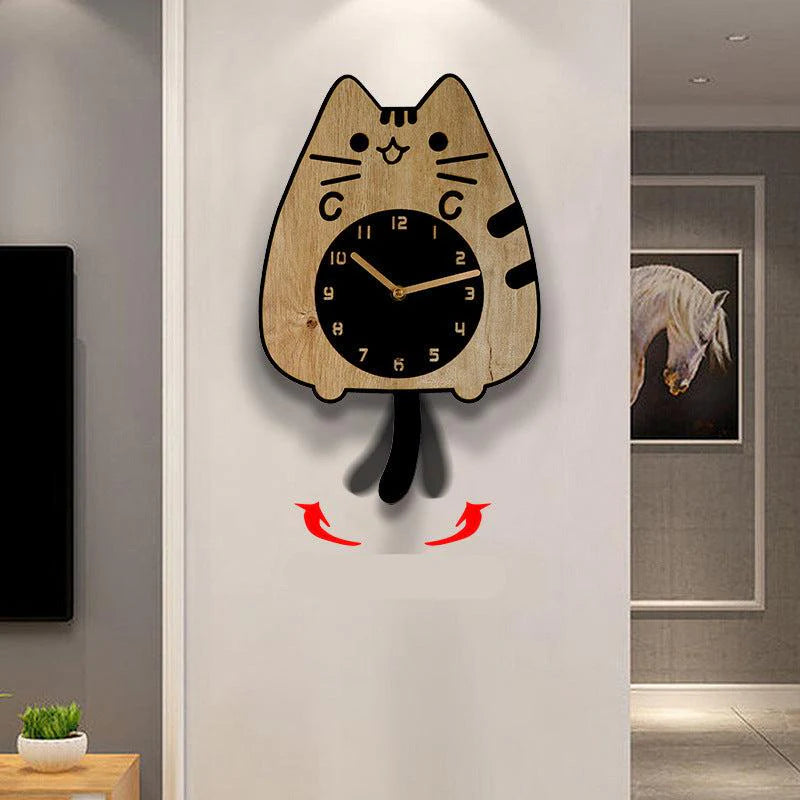 Hanging Tail Cat Silent Pendulum Clock – Playful & Charming Design
