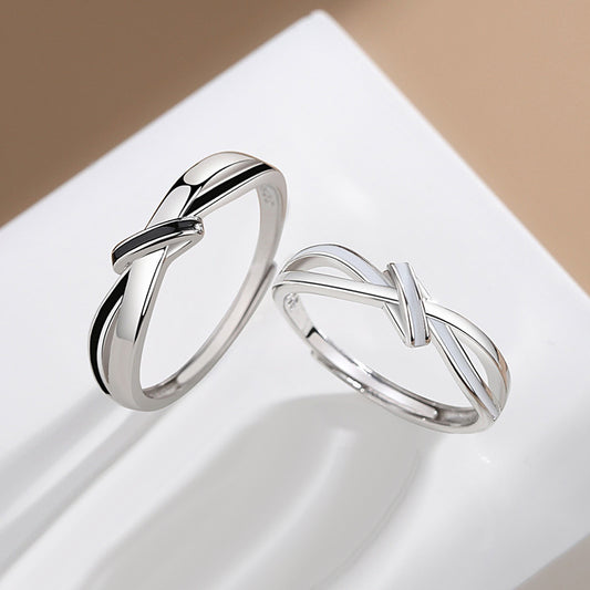 Custom Love Knot Promise Rings Set for Couples