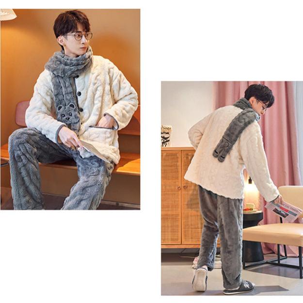 4-Piece Matching His Hers Flannel Pajamas Set