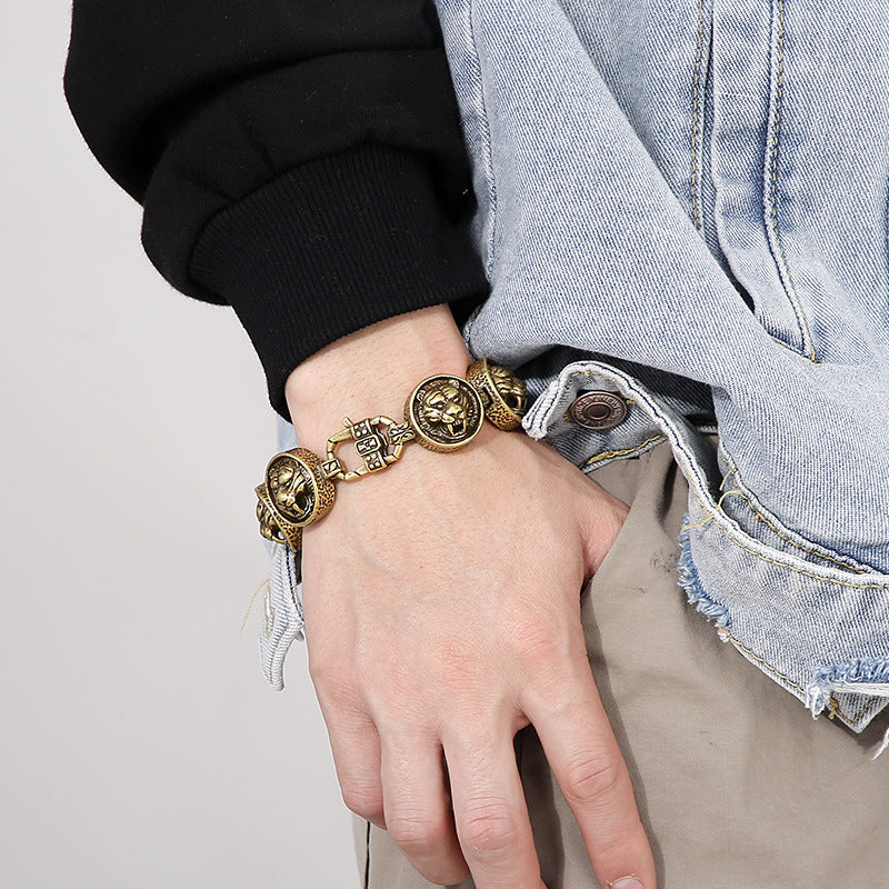 Vintage Tiger Head Mens Fashion Bracelet 22cm