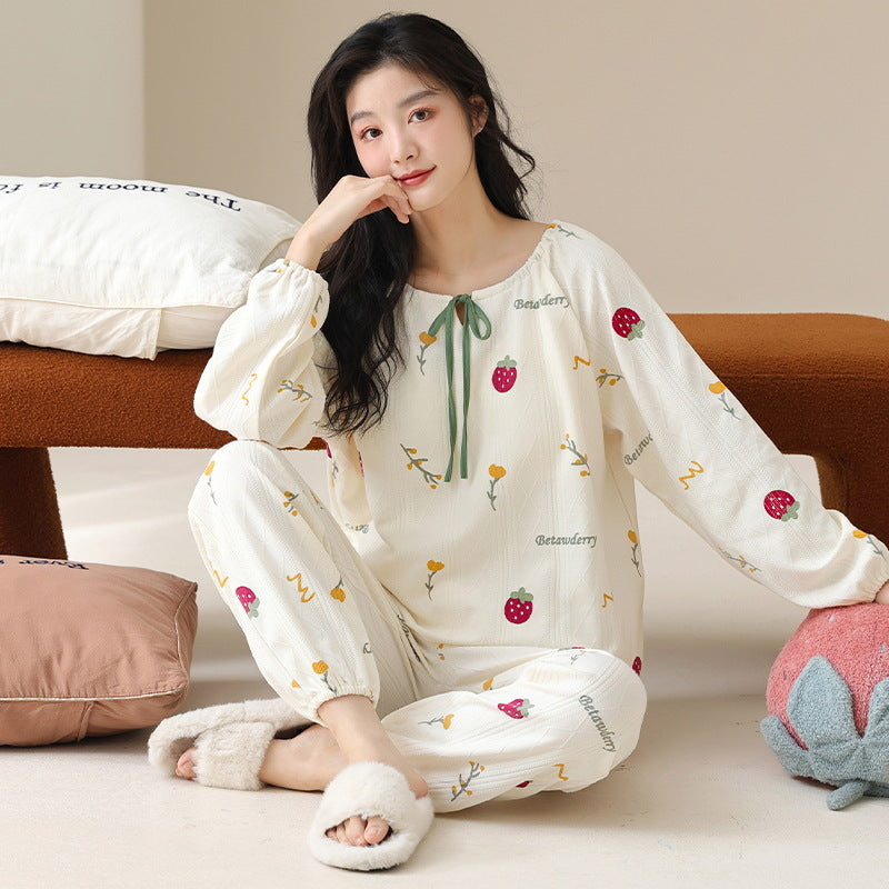 Gullei™ Fruits Print Pajamas with Builtin Bra Pure Cotton