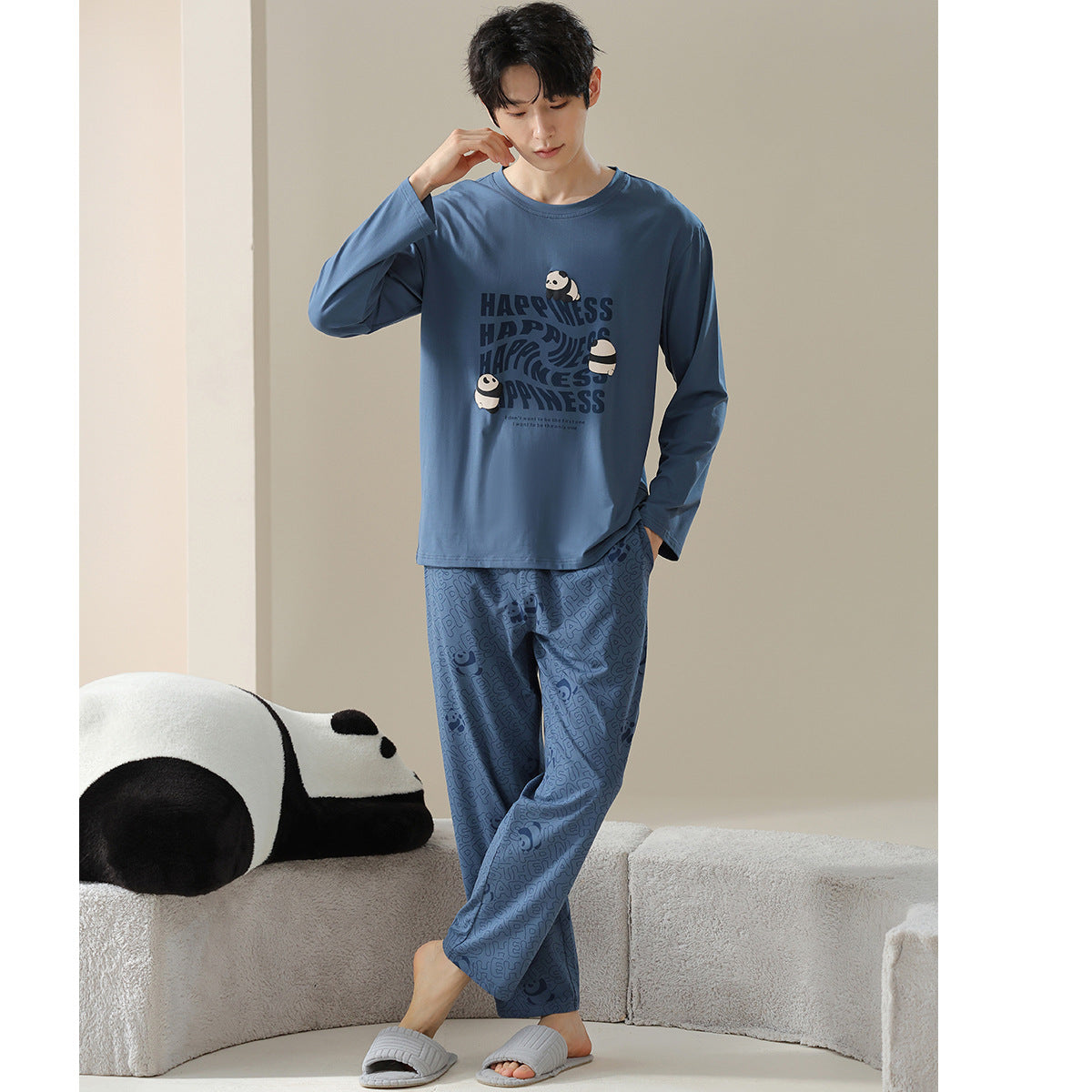 4-Piece Panda Asian Style PJs Set for Couples