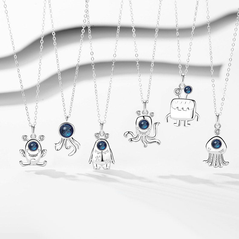 Cute Aliens Matching Necklaces Set for 2