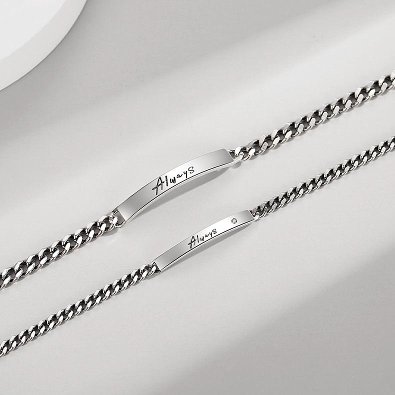Always Engraved Couple Promise Bracelets Set