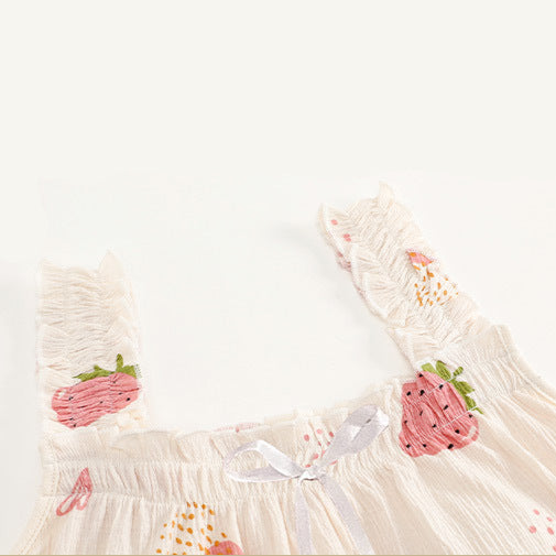 Strawberry Print Slip Padded Bra Nightwear 100% Cotton