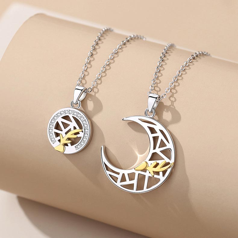 Matching Sun and Moon Friendship Necklaces Set