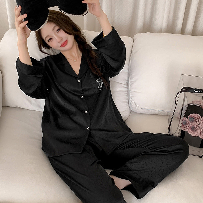 Matching Couple Pajamas – Embroidered Monogram Faux Silk Set for Couples