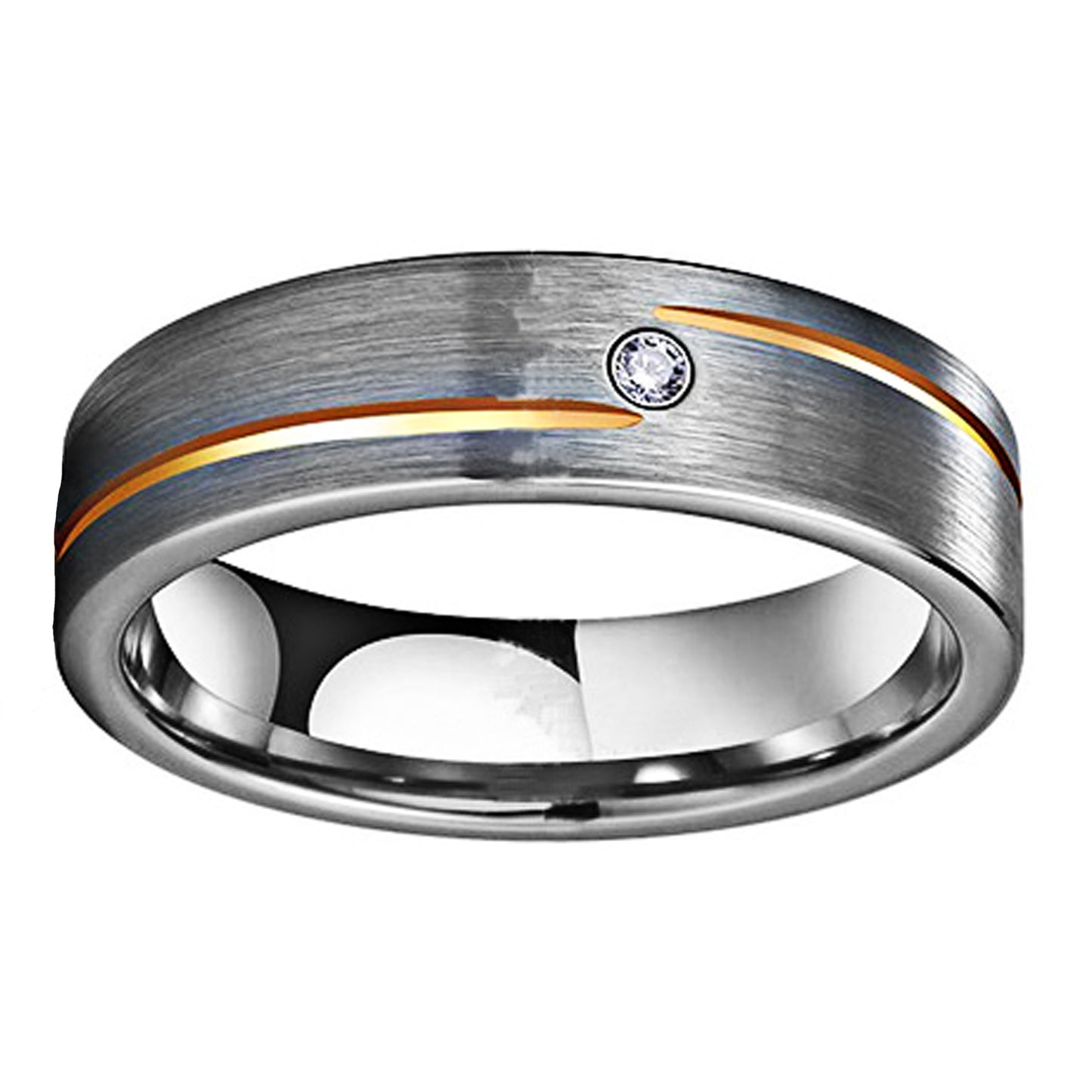 Engravable Two Tone Mens Wedding Band
