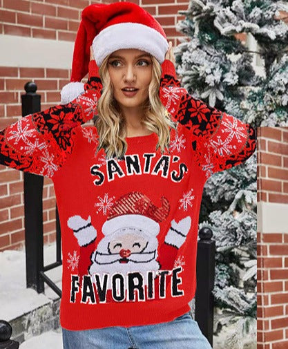 Santa Ladies Christmas Sweater Holiday Pullover