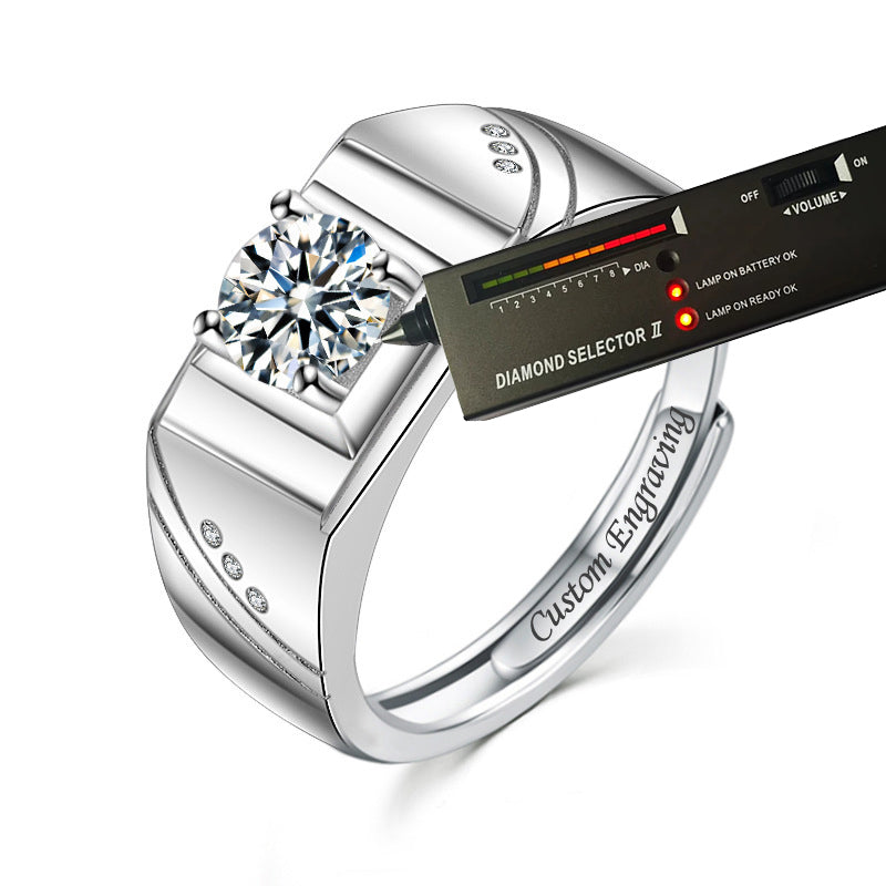 Custom 1 Carat Moissanite Diamond Mens Ring Band