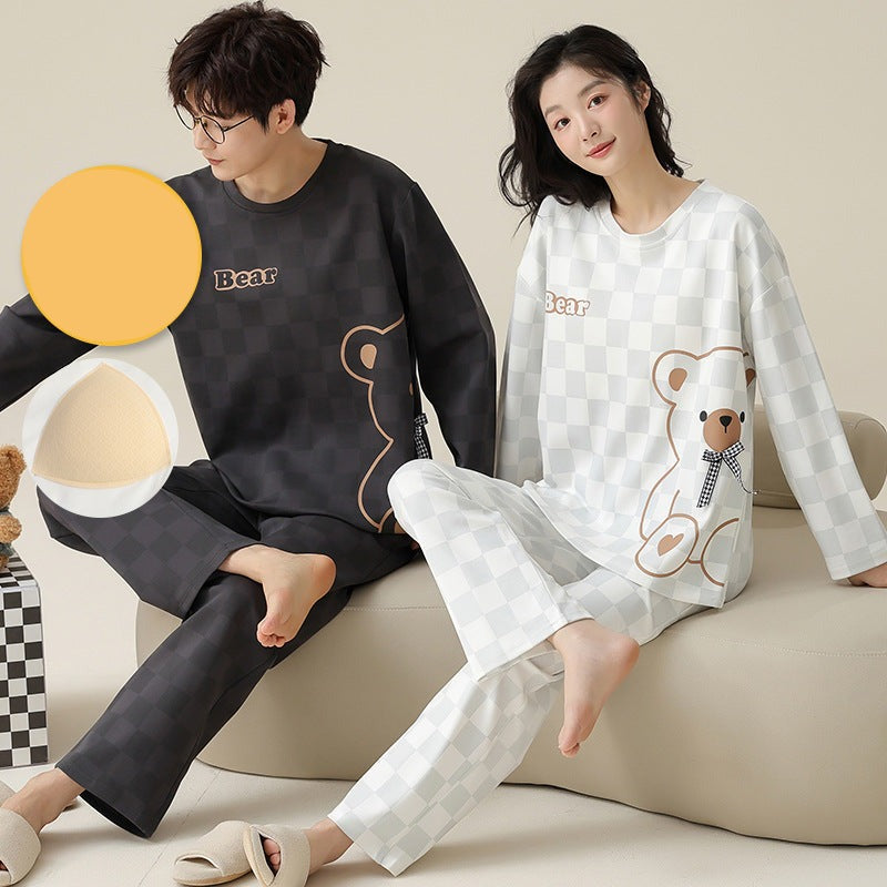 Bear Couples Matching Nightwear Pajamas Set Cotton