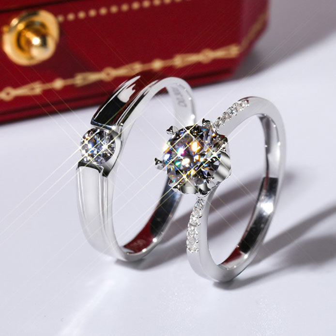 0.8 Carat Moissanite Couple Rings Set for 2