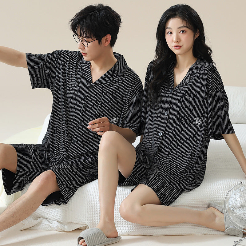 Artistic Modal Couple Pajamas - Short Sleeve Button-Down