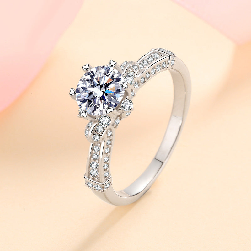 1 Carat Moissanite 6 Claw Diamond Women Ring