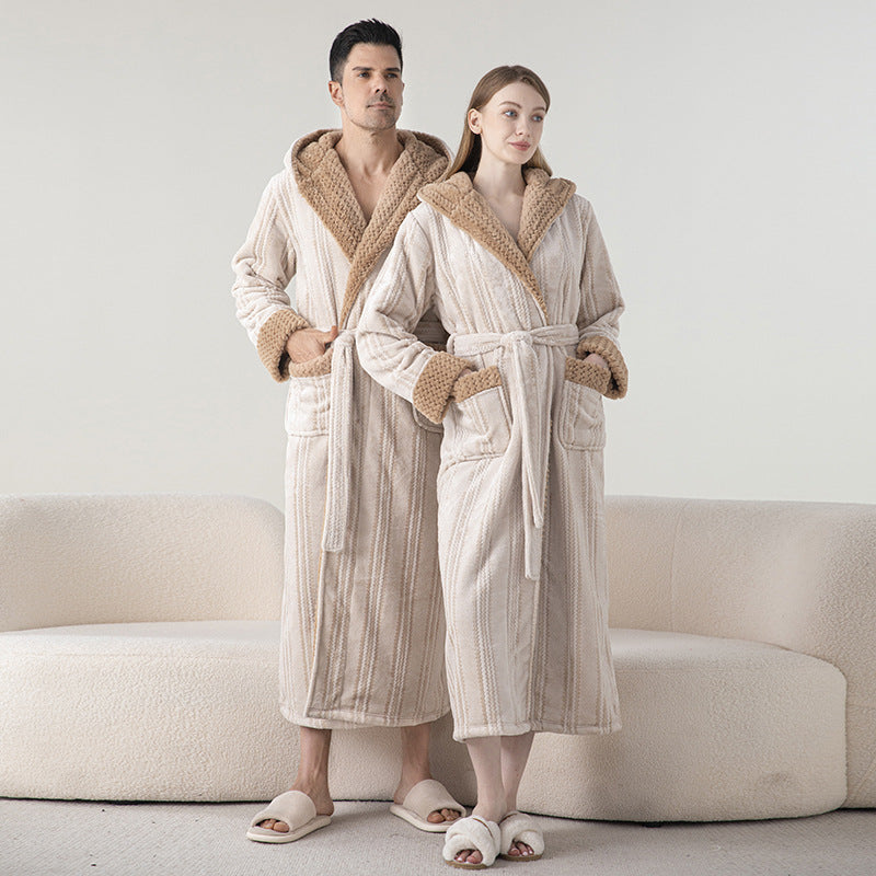 Thickened Flannel Winter Matching Robes Set