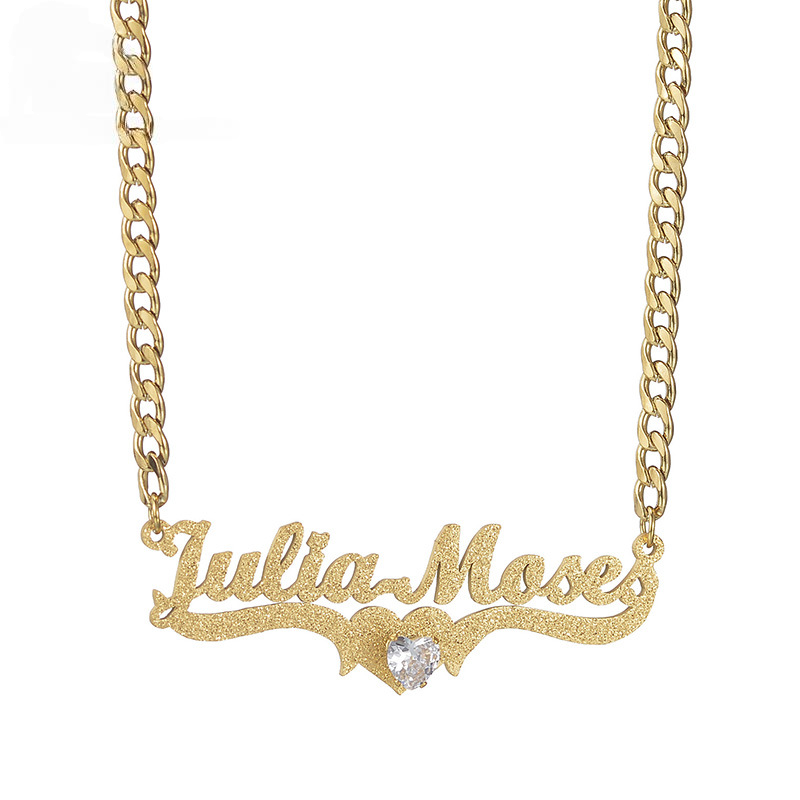 Custom Birthstone Name Frosted Necklace