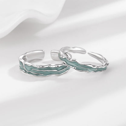 Engravable Ocean Theme Promise Rings for Couples