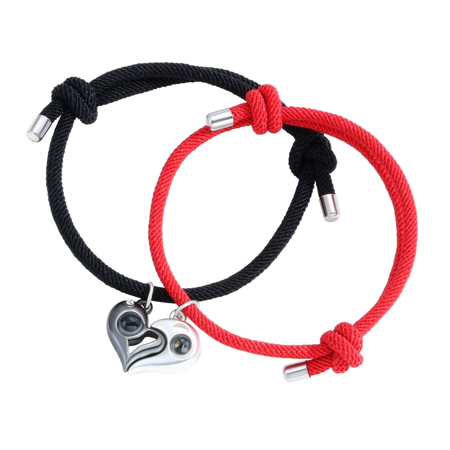 Light Projection Magnetic Hearts Lovers Bracelets Set