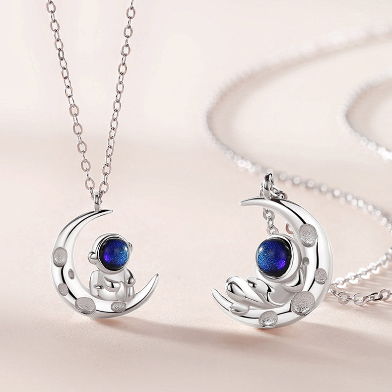 Spaceman Theme Couple Necklaces Set for 2
