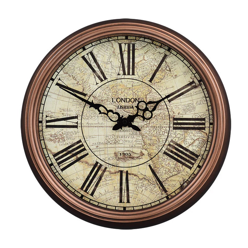 Rustic Tapestry of Time – Antique-Style Nordic Silent Wall Clock (13")