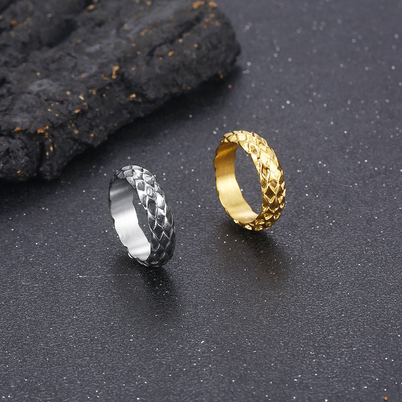 Engraved Vintage Fashion Mens Ring 6mm