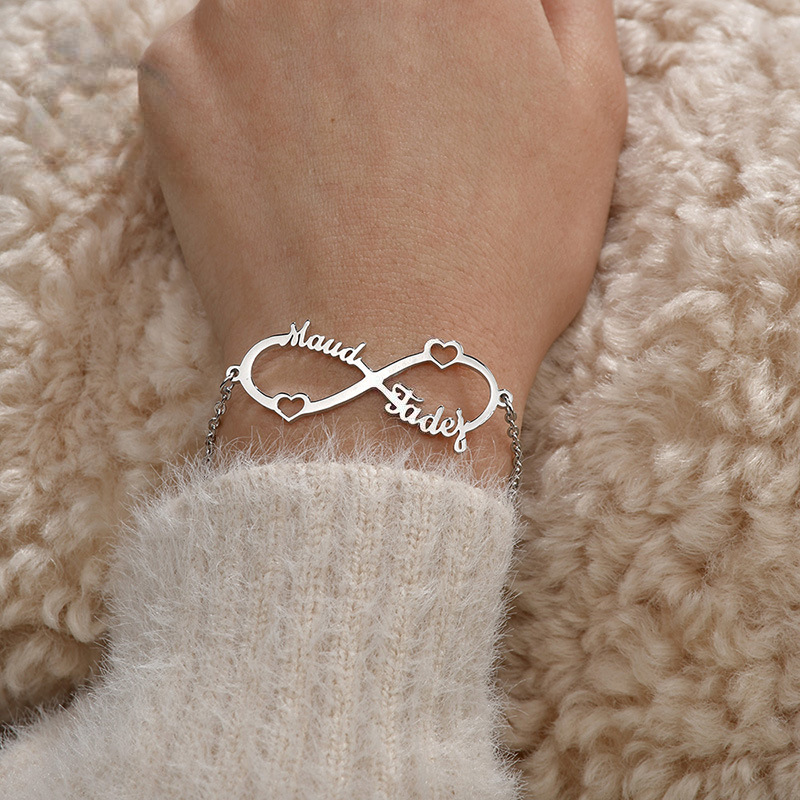 Couples Names Infinity Charm Bracelet