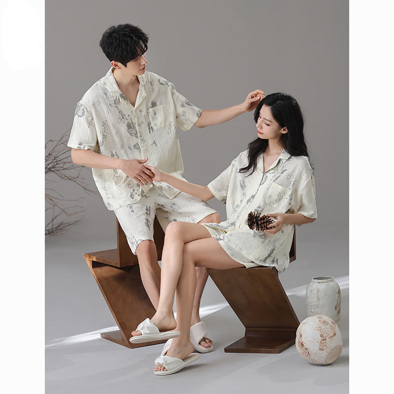 Dreamy Cloud Print Cotton Pajama Set for Couples