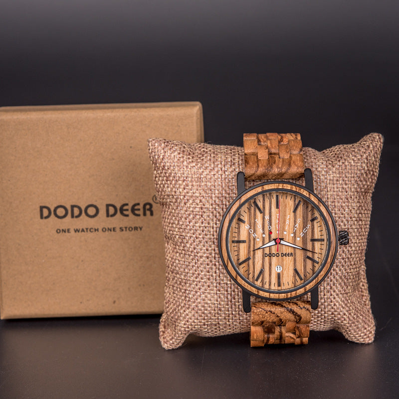 Matching Wood Couple Luminous Watch Set