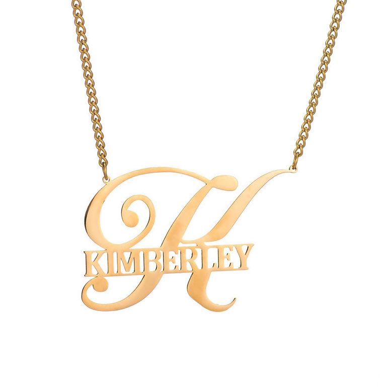Custom Name Initial Artistic Necklace for Her