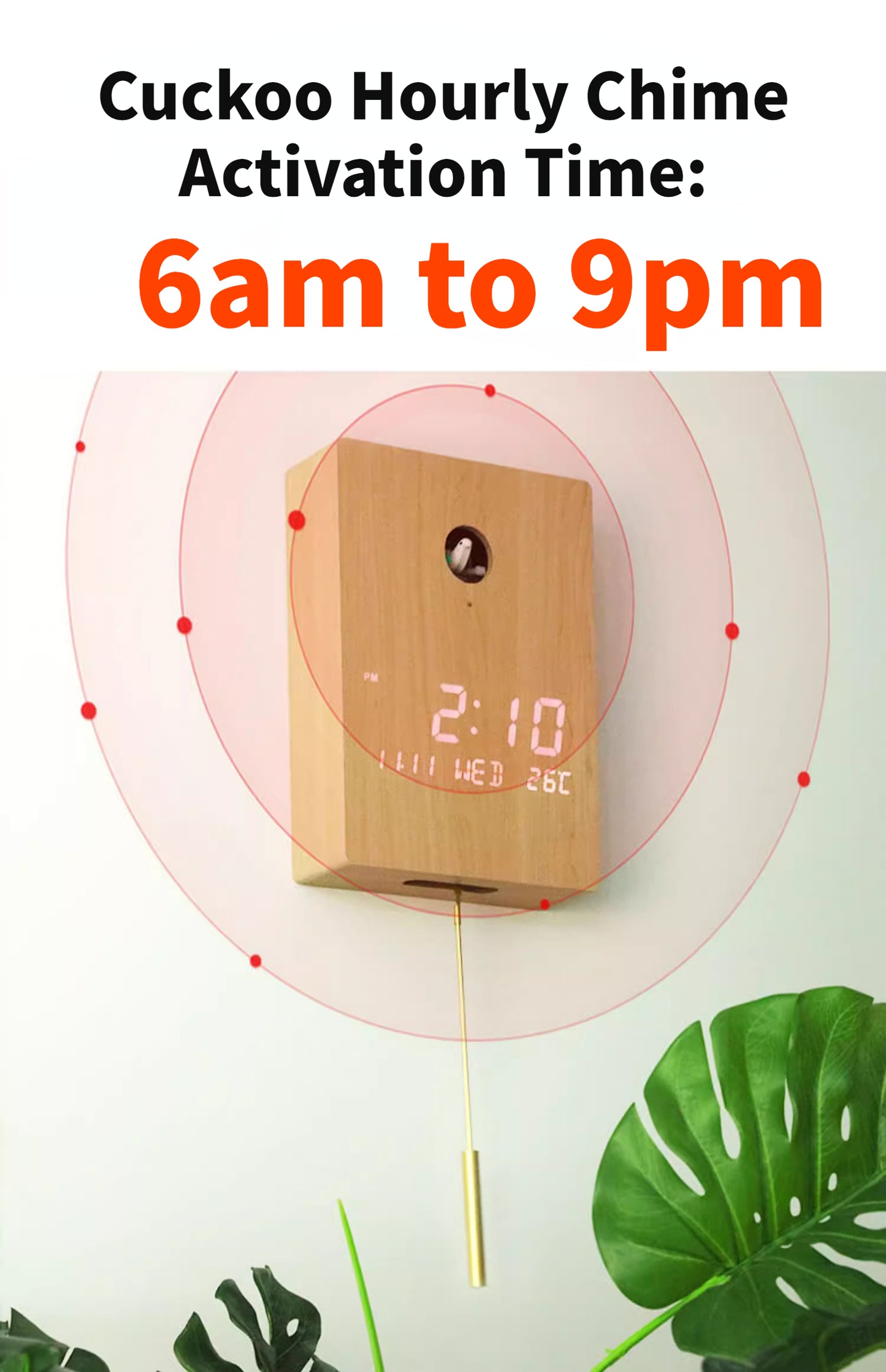 Digital Led Modern Pendulum Wooden Clock