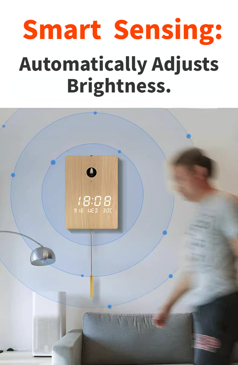 Digital Led Modern Pendulum Wooden Clock