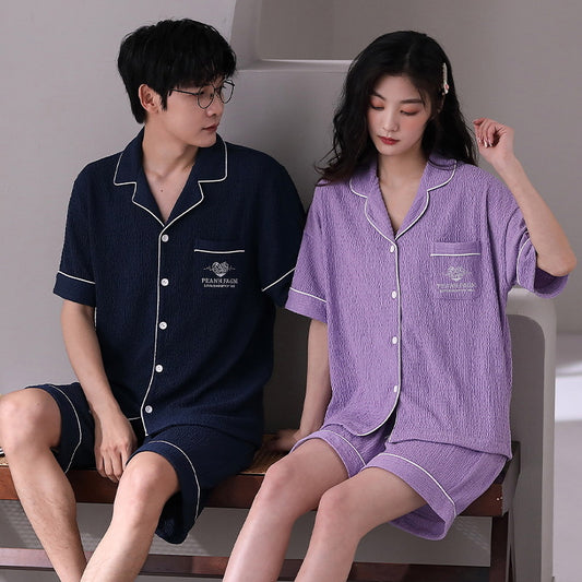 Korean Couple Summer PJs | Short Sleeve | 100% Organic Cotton