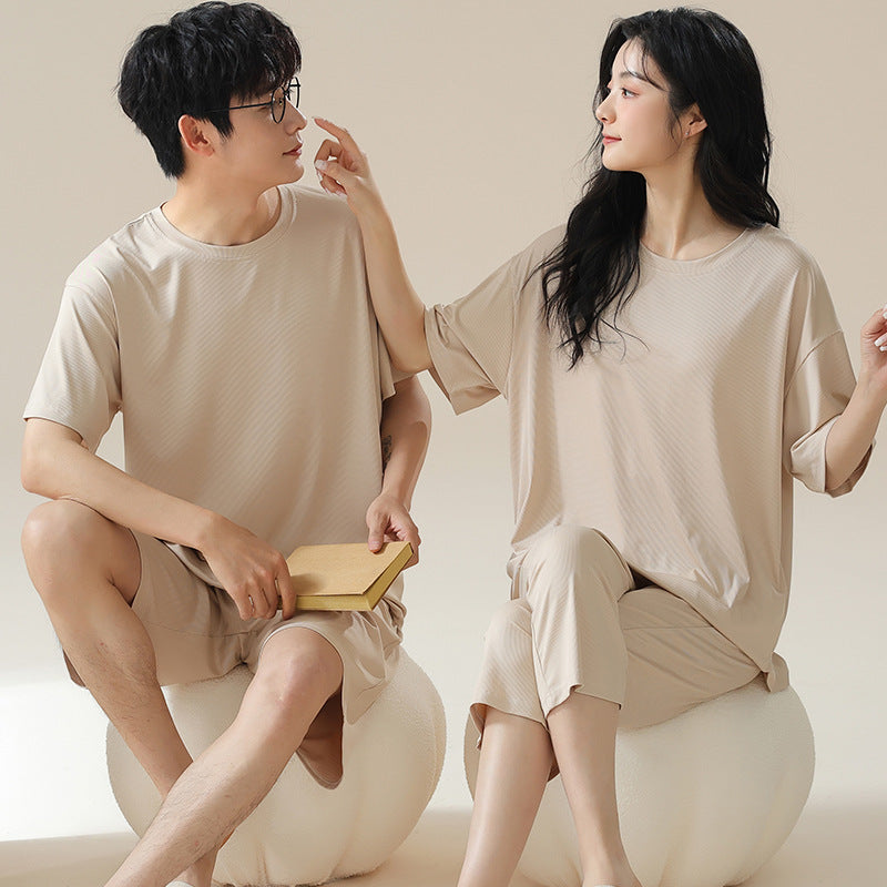 Comfy Pullover Couple Pajamas - Short Sleeve Summer