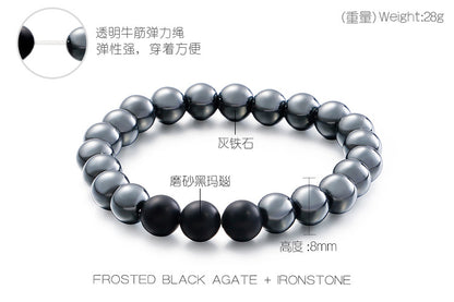 Agate Iron Beads Mens Bracelet