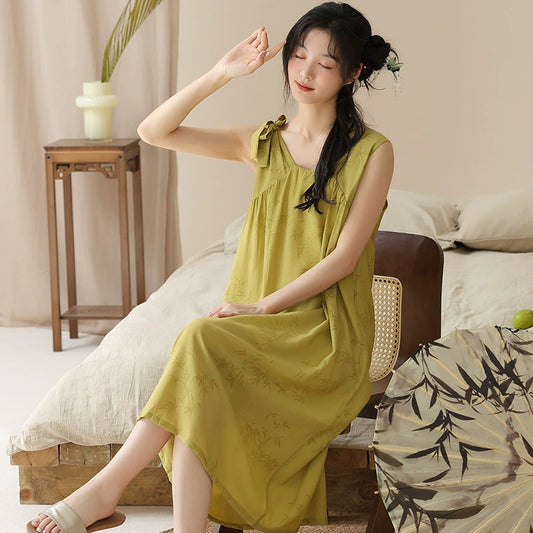 Sleeveless Long Nightwear Organic Cotton Summer