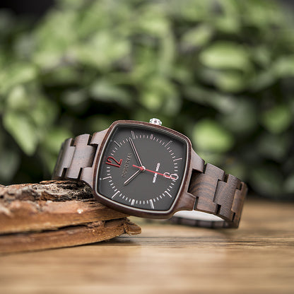Customized Wood Couple Square Watch Set