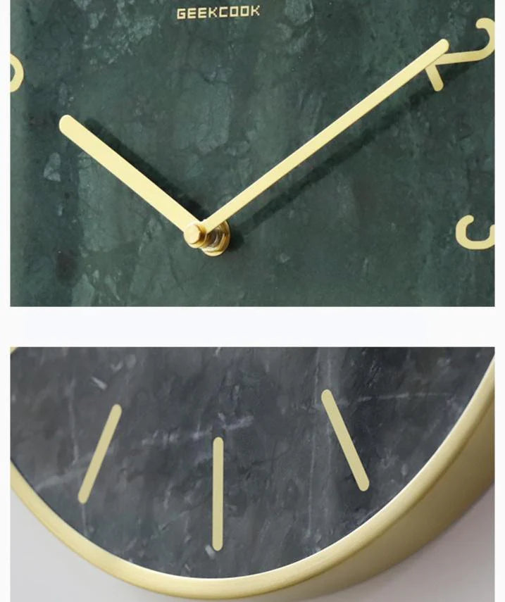 Natural Marble Pendulum Silent Wall Clock (14")