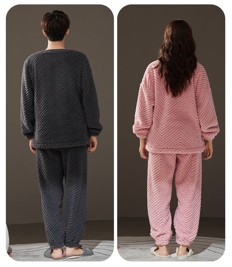 Matching Flannel Couples Pajamas Winter Sleepwear Set