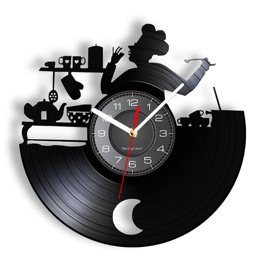 Vinyl Wall Deco Clock Gift for Chef