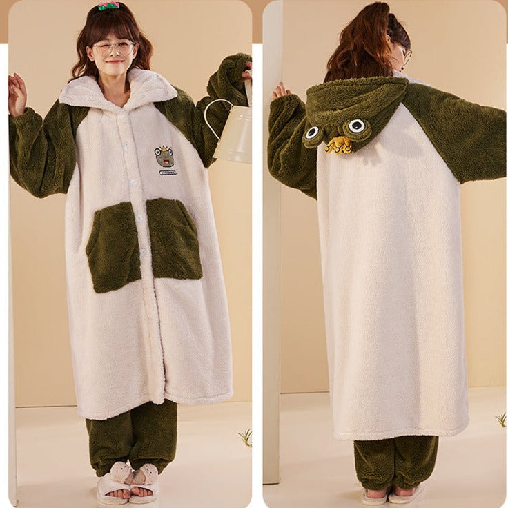 Winter Loungewear Women Flannel Pajamas Set