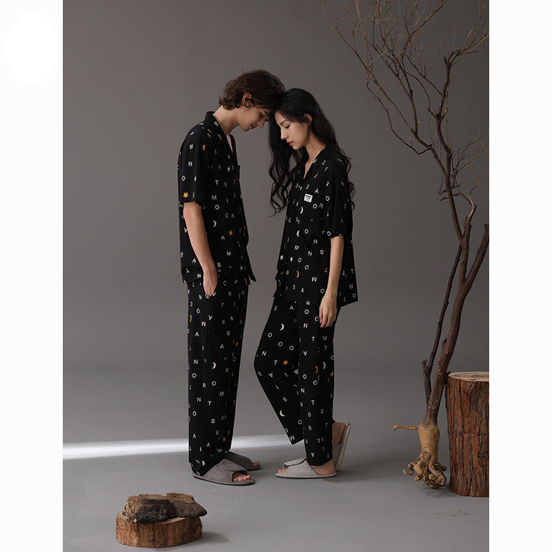 4-Piece Black Matching Pajamas Set - 100% Premium Cotton
