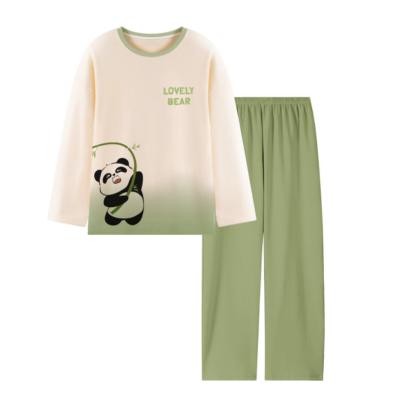 Long Sleeve Panda Design Pajamas Set 100% Cotton