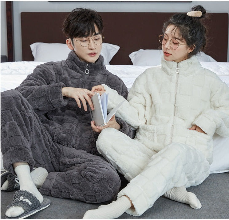 Matching Flannel Winter Sleepwear Set for Couples
