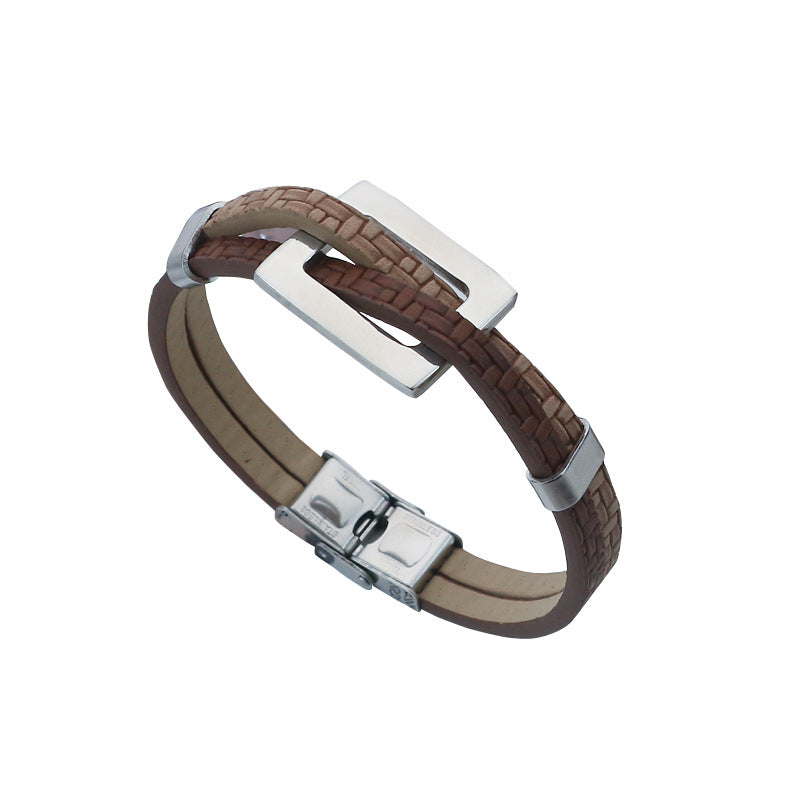 Personalized Mens Bracelet PU Leather