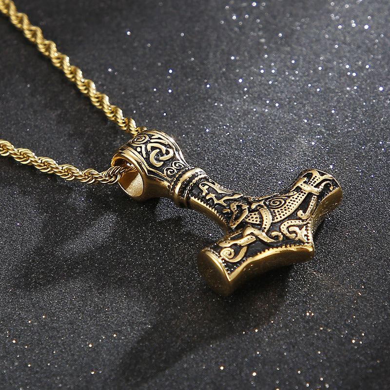 Custom Engravable Hammer Celtic Necklace for Men